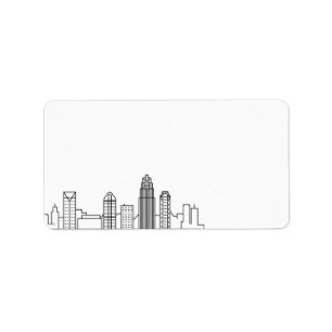 Charlotte Stylized Skyline   Blindkennzeichnung Adressaufkleber