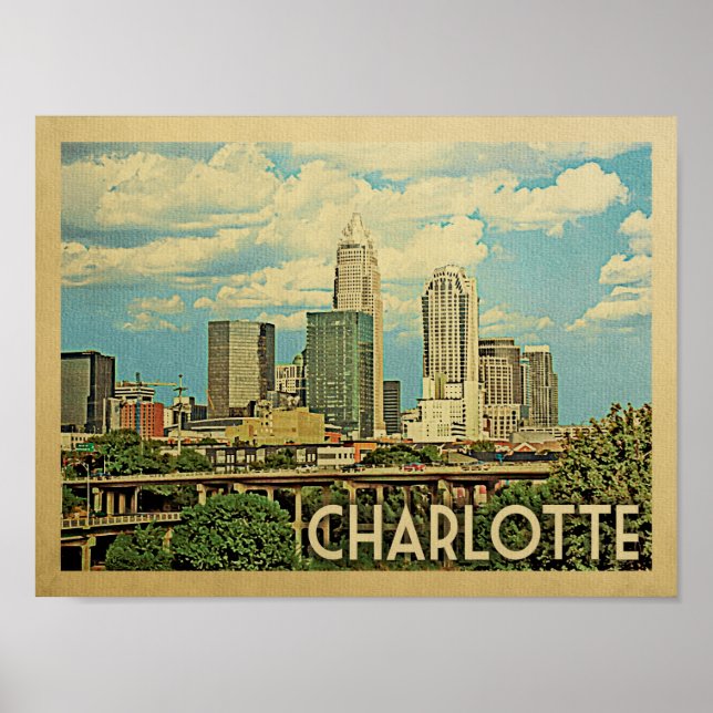 Charlotte Vintage Travel Poster (Vorne)