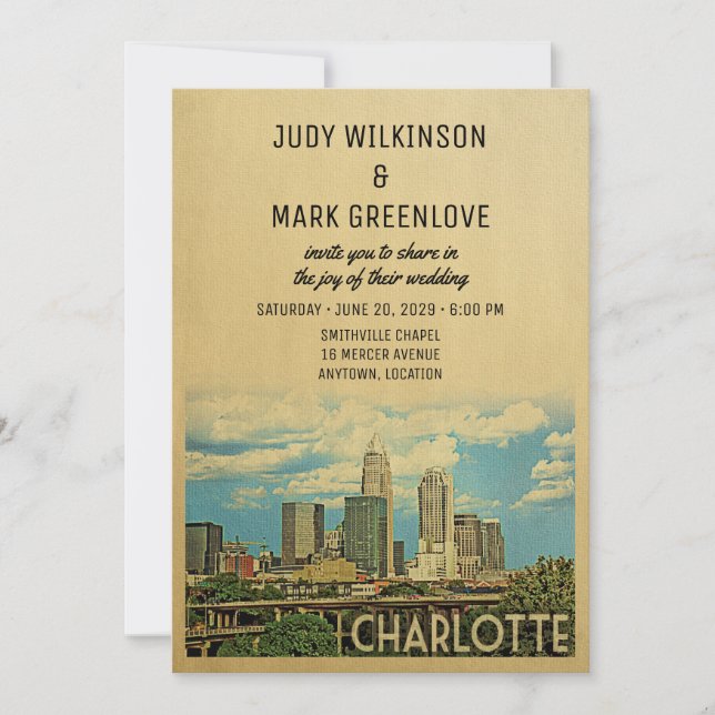 Charlotte Wedding Einladung North Carolina (Vorderseite)
