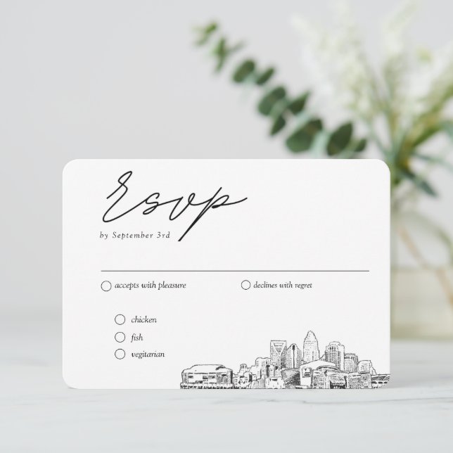 Charlotte Wedding Traditionelles UAWG Optionen Begleitkarte (Stehend Vorderseite)