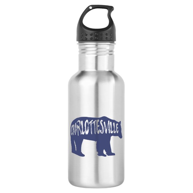Charlottesville Virginia Bear Edelstahlflasche (Vorderseite)