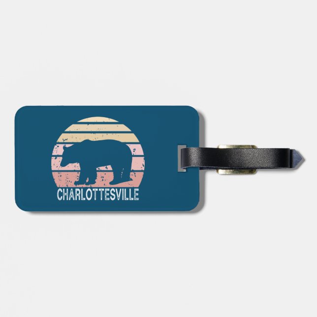 Charlottesville Virginia Retro Bear Gepäckanhänger (Rückseite horizontal)