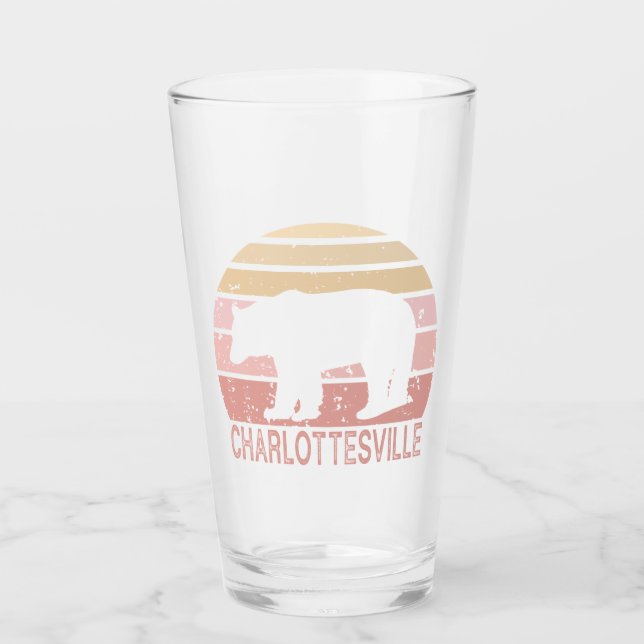 Charlottesville Virginia Retro Bear Glas (Vorderseite)