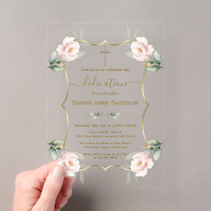 Charm Airy Greenery Pink Girl Blumendedication Acryleinladungen