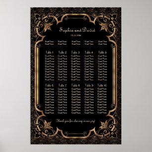 Charm Black Great Gatsby Art Deco Seekarte Poster