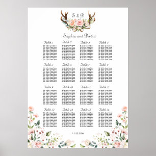 Charm Blush Cream Blume Antler Seekarte Poster