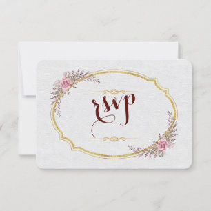 Charm Blush Floral Gold Frame Blanc Mariage RSVP
