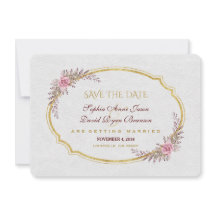 Charm Blush Floral Gold Rahmen Save the Date weiß