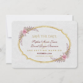Charm Blush Floral Gold Rahmen Save the Date weiß