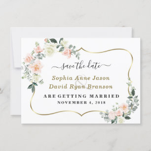 Charm Blush White Blume Hochzeitkalligraphie Save The Date