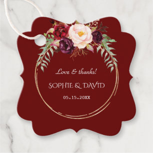 Charm Burgundy Blush Blume Gold Wedding Geschenkanhänger