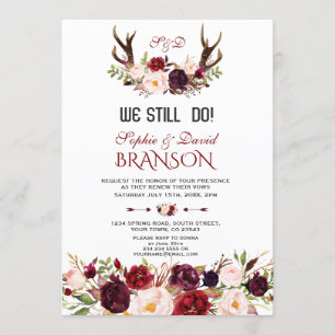Charm Burgundy Blush Floral Antlers, die wir noch Einladung