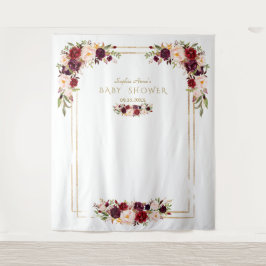 Charm Burgundy Pink Floral Baby Dusche Foto Stand Wandteppich