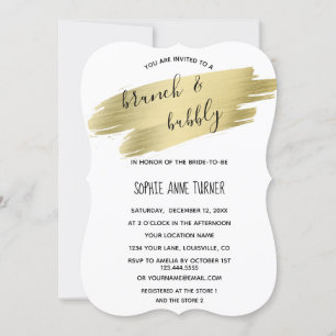 Charm Calligraphy Gold Stroke Brunch & Bubbly Einladung