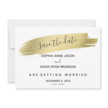 Charm Calligraphy Gold Stroke Save the Date
