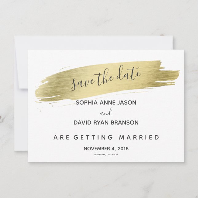 Charm Calligraphy Gold Stroke Save the Date (Vorderseite)