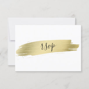 Charm Calligraphy Gold Stroke Wedding RSVP Karte