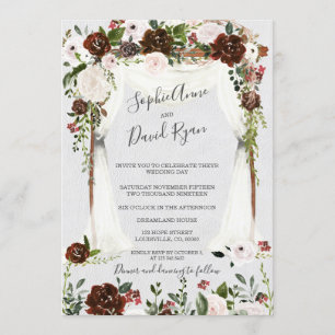 Charm Canopy Burgundy Blush Blume Hochzeit Einladung