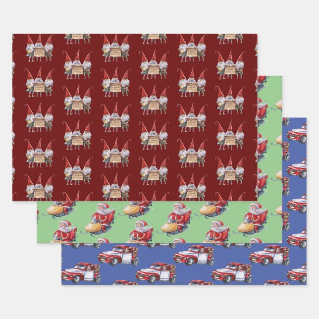 Charm Christmas Truck Elf Caroling Santa Sleigh Geschenkpapier Set (Set)