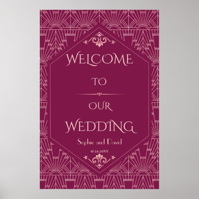 Charm Cooper Great Gatsby Wedding Willkommenszeich Poster (Vorne)