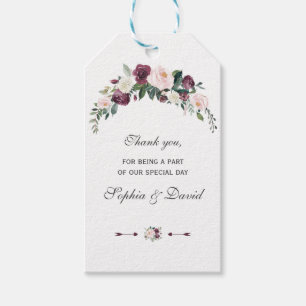 Charm Dusty Blue Pink Floral Bouquet Wedding Geschenkanhänger