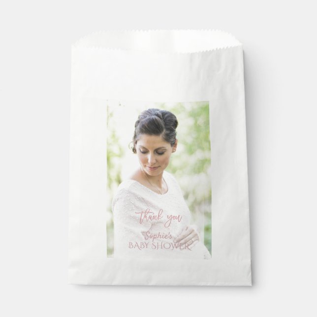 Charm Foto Baby Dusche Rose Gold Vielen Dank Geschenktütchen (Vorderseite)
