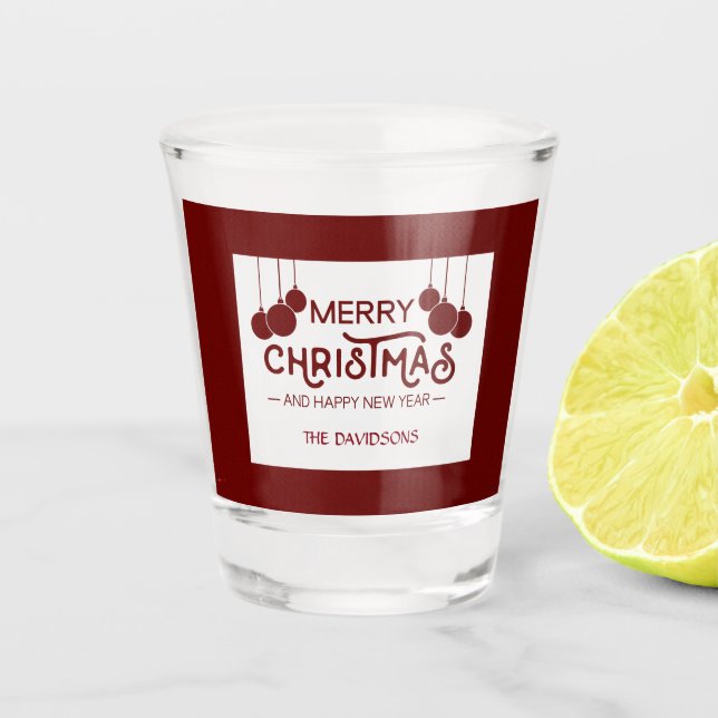 Charm Frohe Weihnachten und glückliche Neujahrsmon Schnapsglas (Vorderseite)