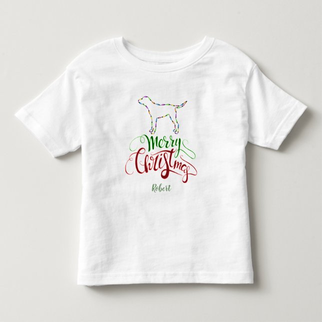 Charm Frohe Weihnachtslampen Dog Monogram Kleinkind T-shirt (Vorderseite)