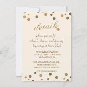 Charm Gold Confetti Champagner Hochzeitsdetails Einladung