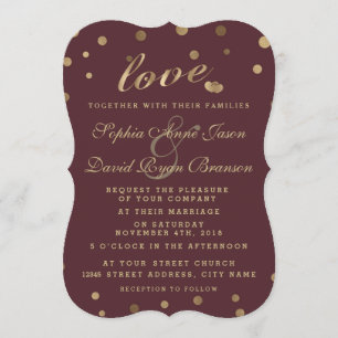 Charm Gold Confetti Liebe Burgundy Wedding Einladu Einladung