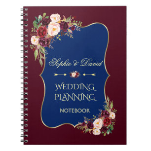 Charm Gold Glitzer Blush Floral Wedding Planner Notizblock