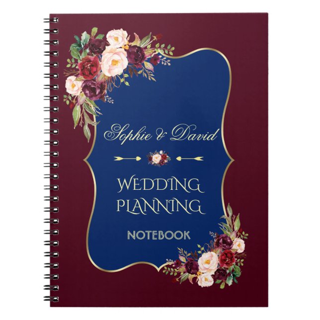 Charm Gold Glitzer Blush Floral Wedding Planner Notizblock (Vorderseite)