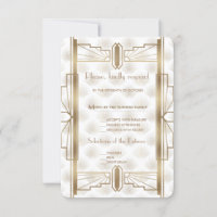 Charm Gold Great Gatsby Art Deco 20s Wedding RSVP