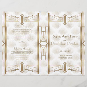 Charm Gold Great Gatsby Art Deco Wedding Programm