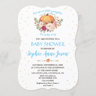 Charm Gold Little Pumpkin Blush Floral Baby Dusche Einladung
