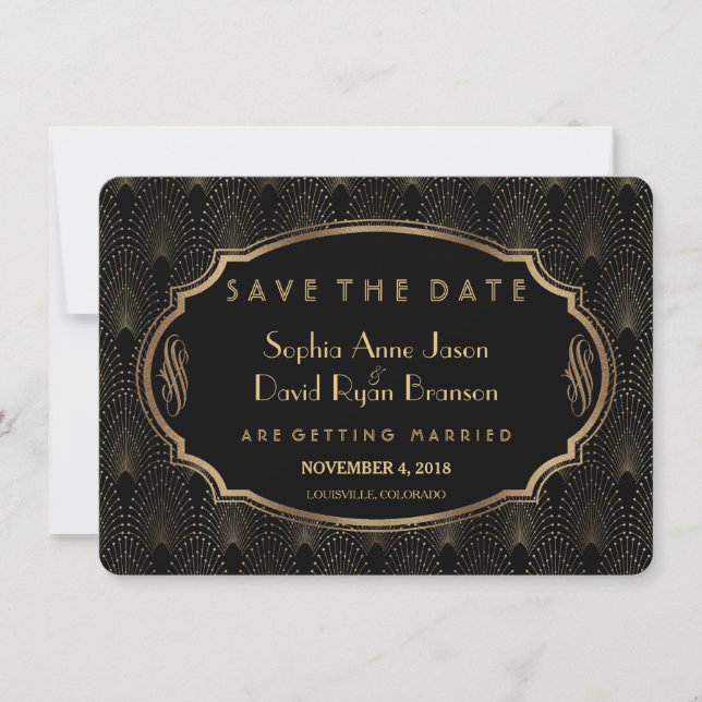 Charm Great Gatsby 20s Art Deco Save the Date (Vorderseite)