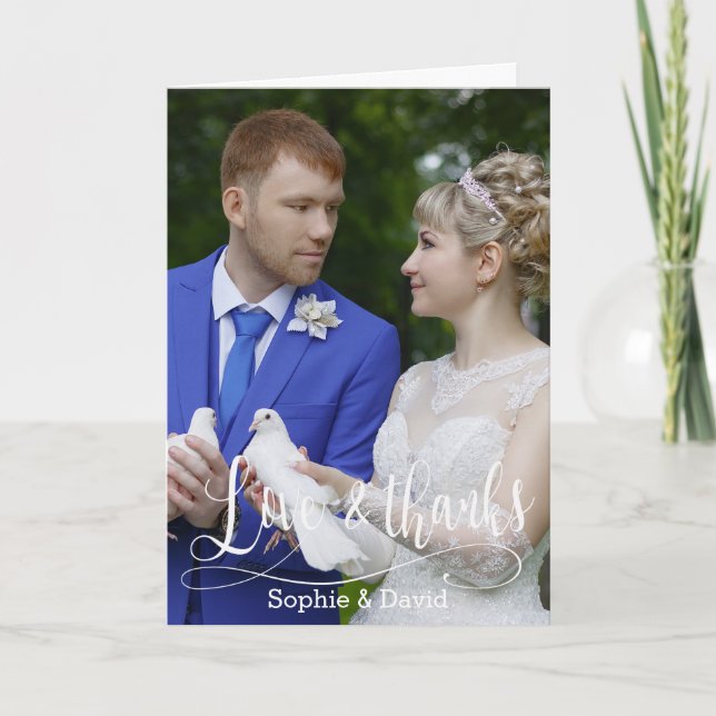 Charm Handwriting Wedding Foto Danke, Script. Dankeskarte (Vorderseite)