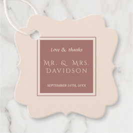 Charm Ivory Dark Peach Frame Typografy Wedding Geschenkanhänger