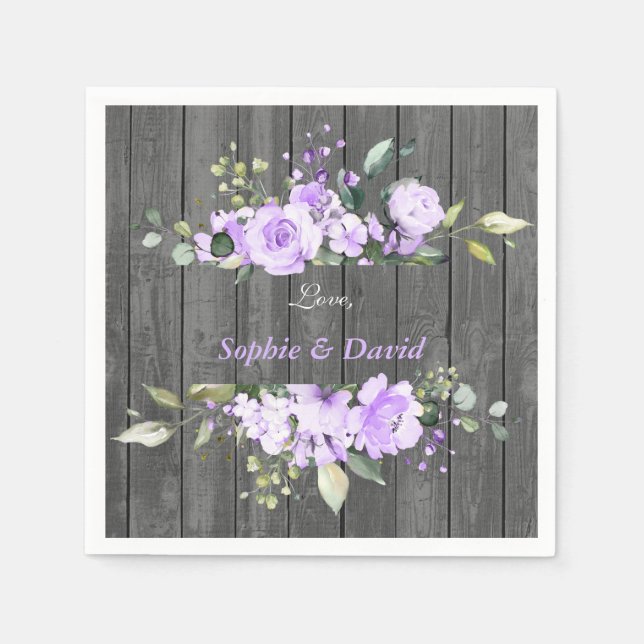 Charm Lavender Floral Barn Wood Wedding Serviette (Vorderseite)