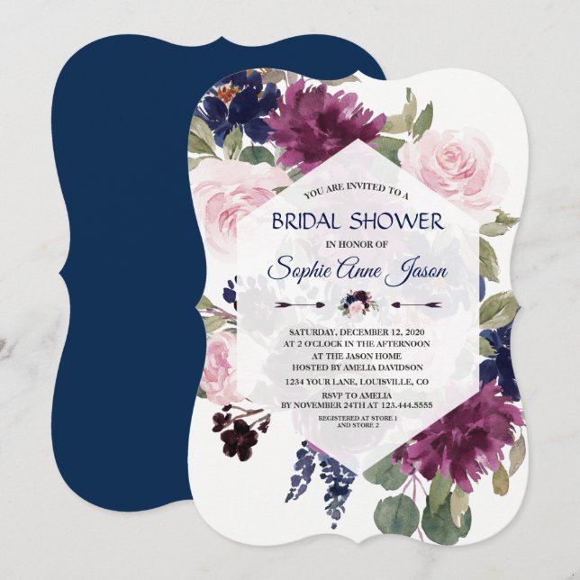 Charm Lavender Lila Blumenblut Brautparty Einladung (Vorne/Hinten)
