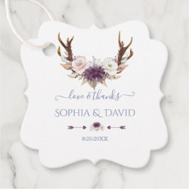 Charm Lavender Pink White Blume Antlers Wedding Geschenkanhänger