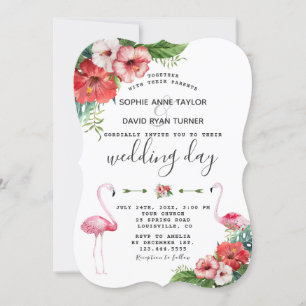 Charm Luau Flamingo Tropical Floral Wedding Einladung