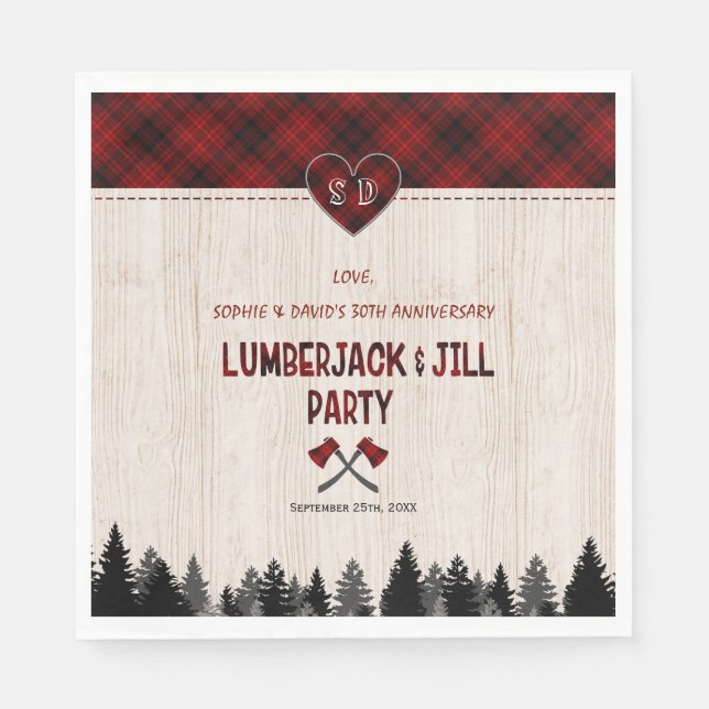 Charm LumberJack und Jill Wedding 30 Jahre Serviette (Vorderseite)