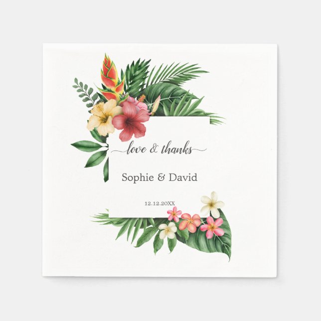 Charm Lush Tropical Garden Blume Blühende Hochzeit Serviette (Vorderseite)