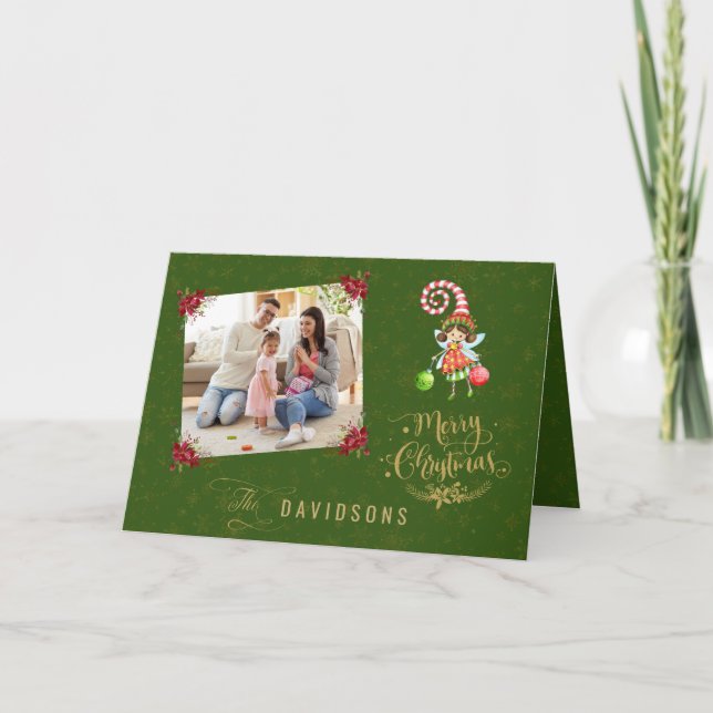 Charm Merry Christmas Fairy Family Foto Karte (Vorderseite)