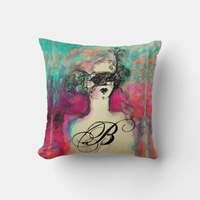 CHARM MONOGRAM Lady mit Maske Kissen (Vorderseite)