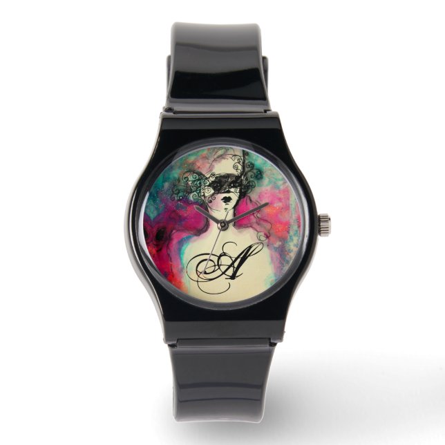 CHARM MONOGRAM / Mysteriöse Schönheit mit Maske Armbanduhr (Vorderseite)