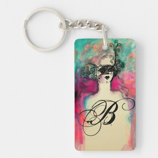CHARM MONOGRAM / Mysteriöse Schönheit mit Maske Schlüsselanhänger (Vorderseite)