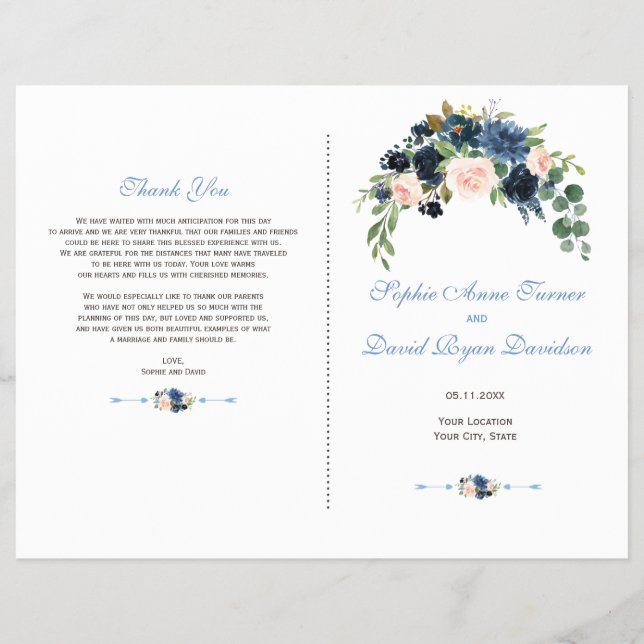Charm Navy Blue Blush Blume Bloom Programm Flyer (Vorne)