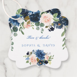Charm Navy Blush Blume Blütenhochzeit Geschenkanhänger
